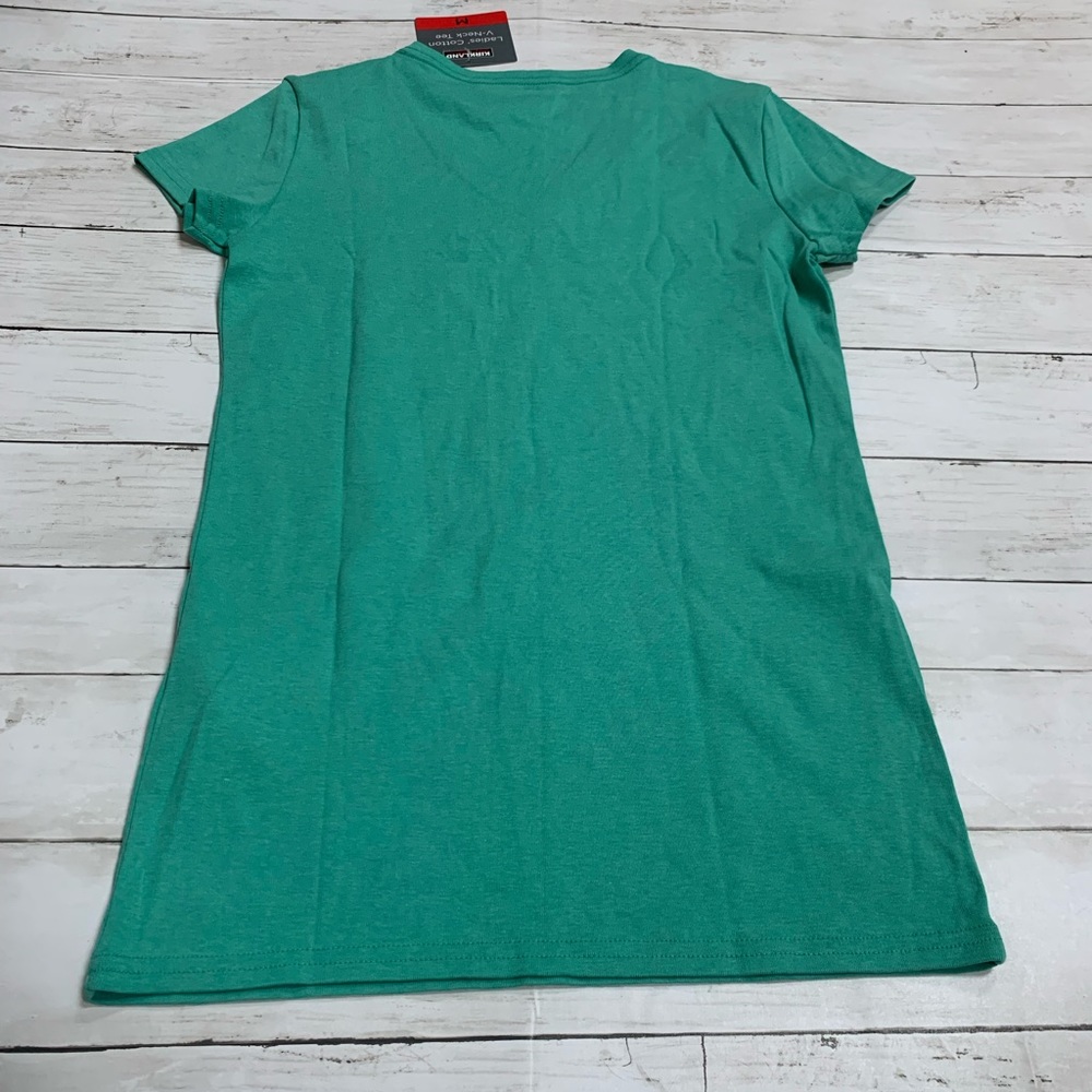 New Kirkland green v-neck cotton tee Sz. M - Picture 2 of 8